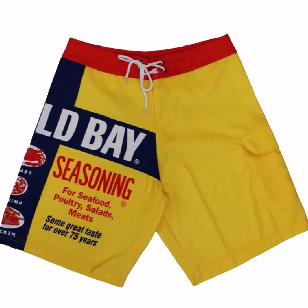 Old Bay Can Logo Board Shorts - NEW Fast Ship